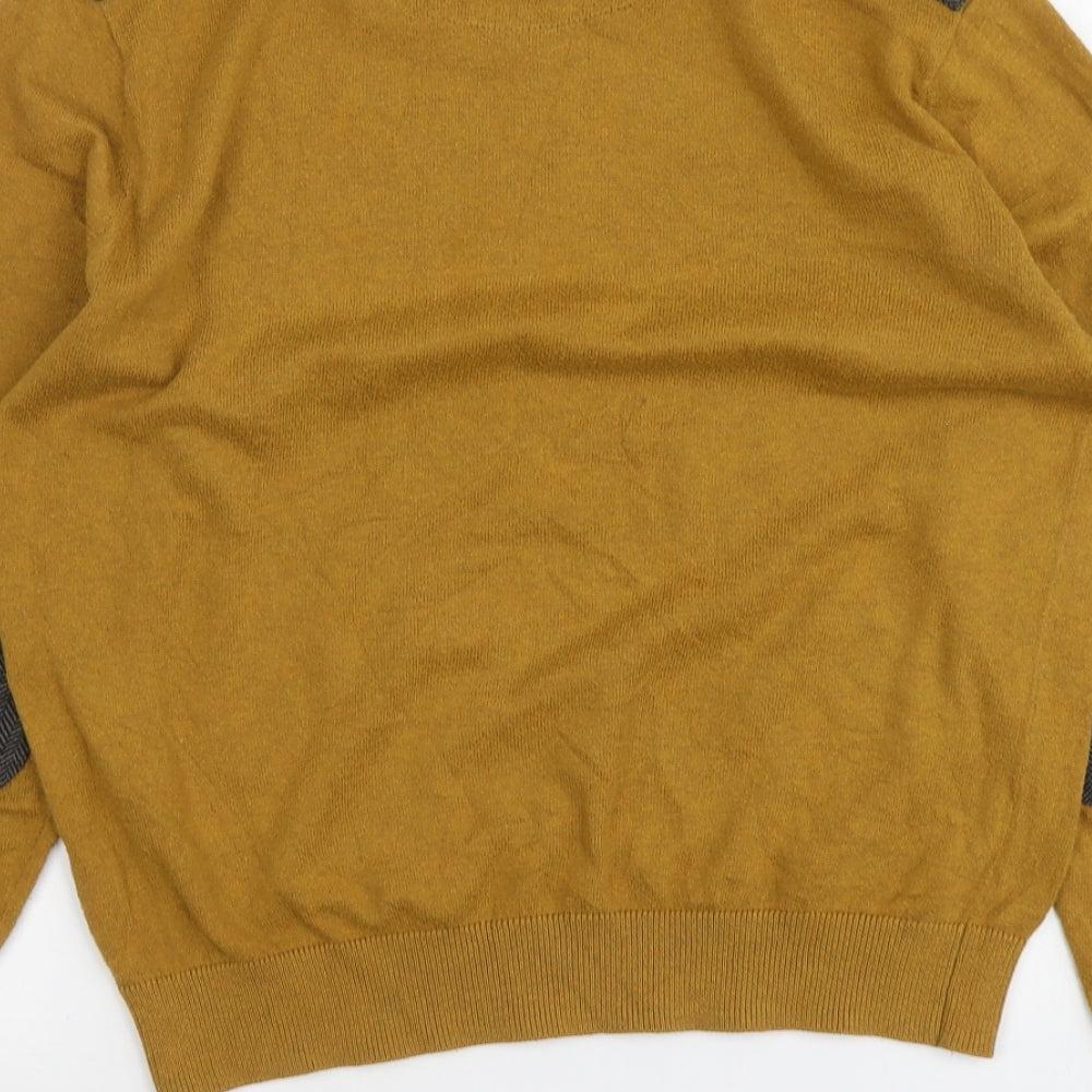Burton Menswear Mens Yellow Round Neck Cotton Pullover Jumper Size S