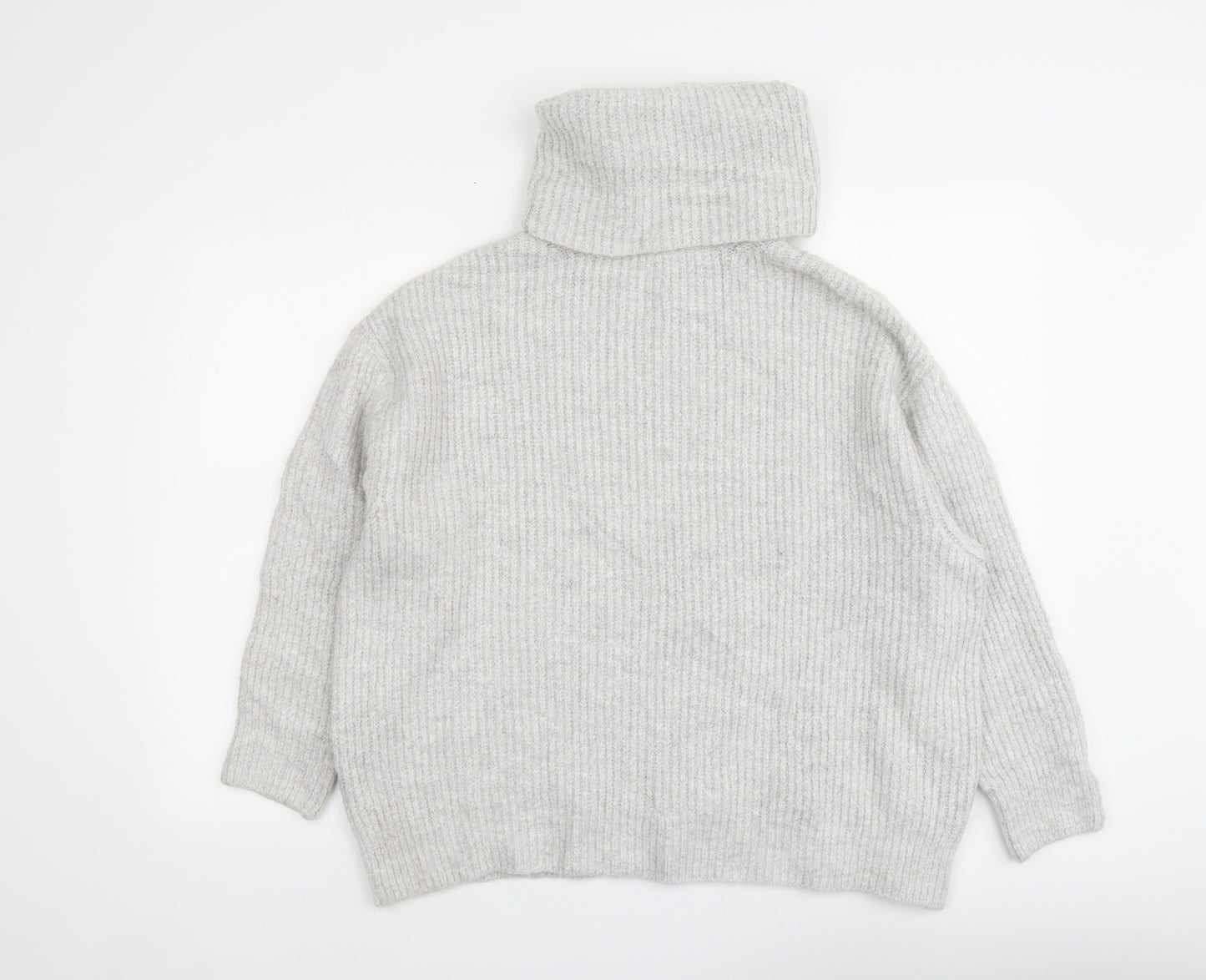 Zara Womens Grey Roll Neck Acrylic Pullover Jumper Size S