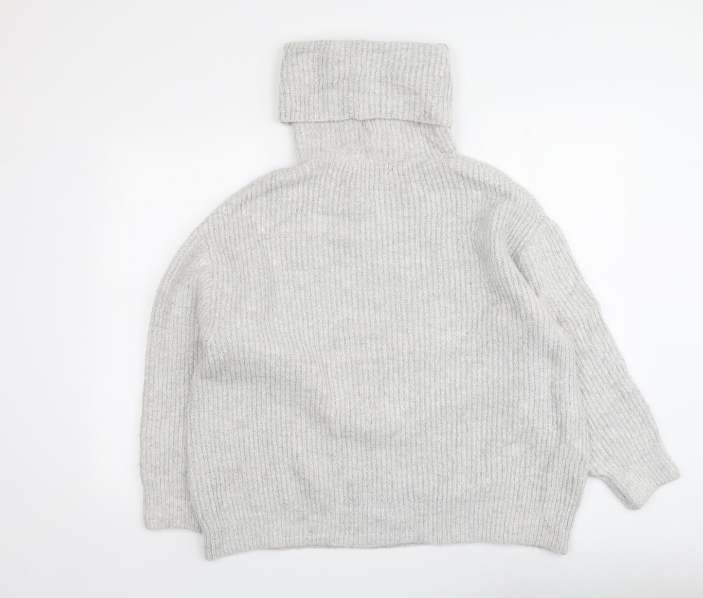 Zara Womens Grey Roll Neck Acrylic Pullover Jumper Size S