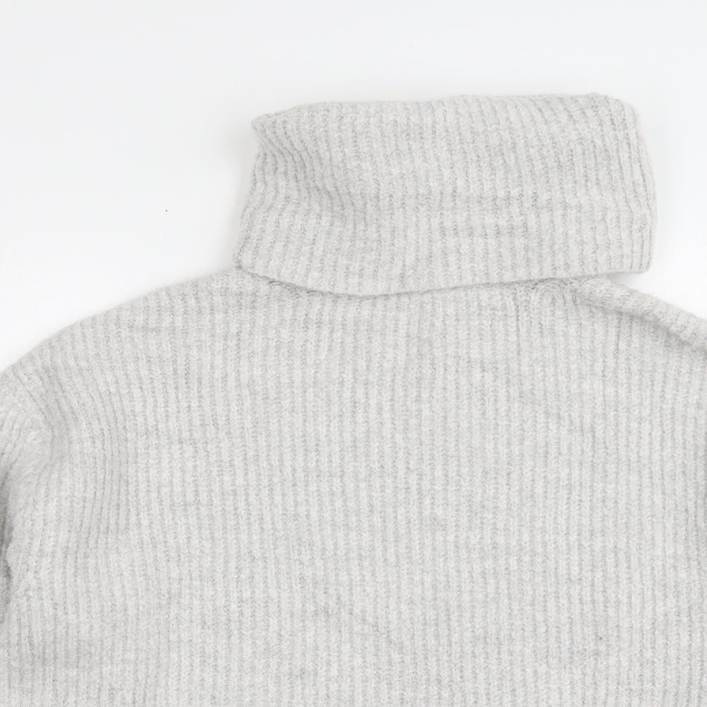 Zara Womens Grey Roll Neck Acrylic Pullover Jumper Size S
