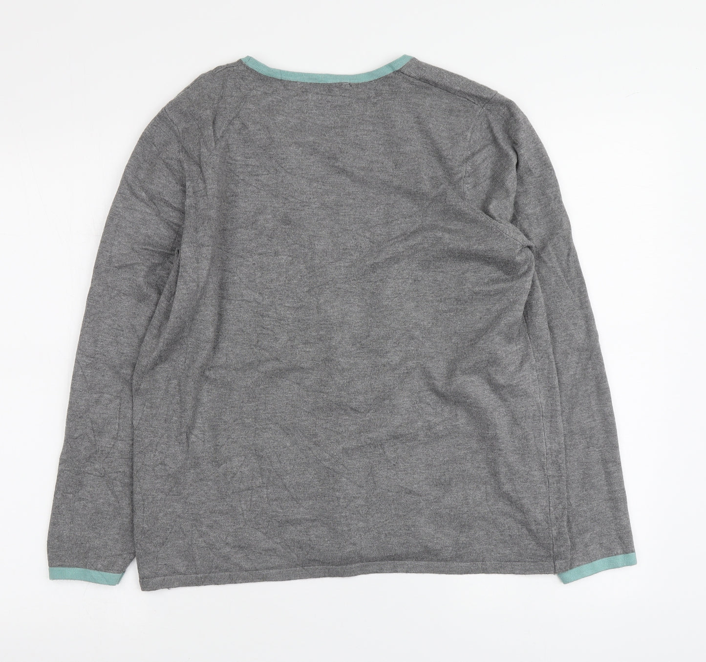 Bonmarché Womens Grey Round Neck Striped Viscose Pullover Jumper Size 16