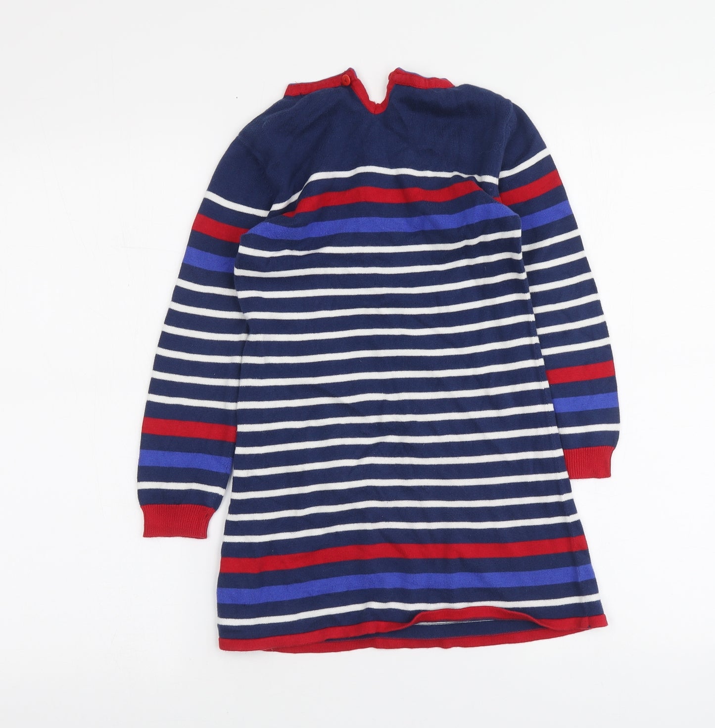 Indigo Girls Multicoloured Striped Cotton Jacket Dress Size 5-6 Years Round Neck