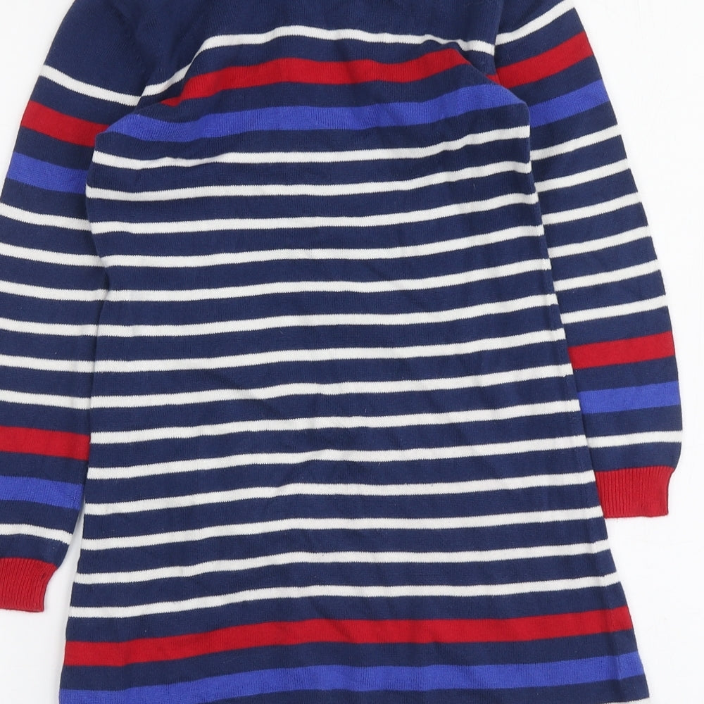 Indigo Girls Multicoloured Striped Cotton Jacket Dress Size 5-6 Years Round Neck