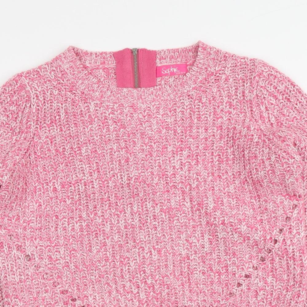 Sophik Girls Pink Round Neck Acrylic Pullover Jumper Size 12-13 Years
