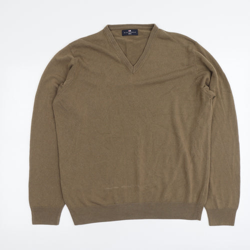 Blue Harbour Mens Beige V-Neck Acrylic Pullover Jumper Size L