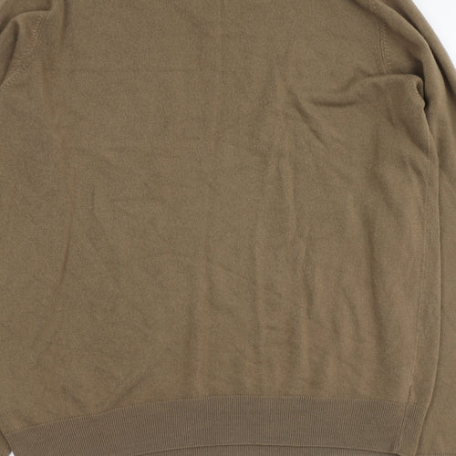 Blue Harbour Mens Beige V-Neck Acrylic Pullover Jumper Size L