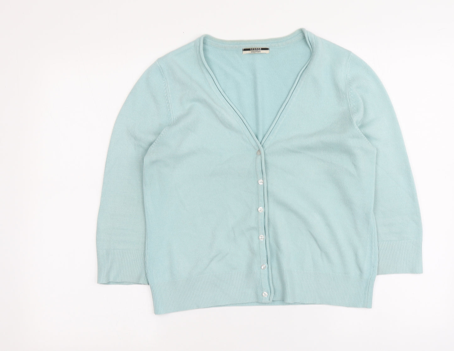 George Womens Blue V-Neck Acrylic Cardigan Jumper Size 12