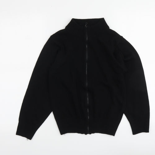 Ron Kay Womens Black High Neck Acrylic Full Zip Jumper Size 12