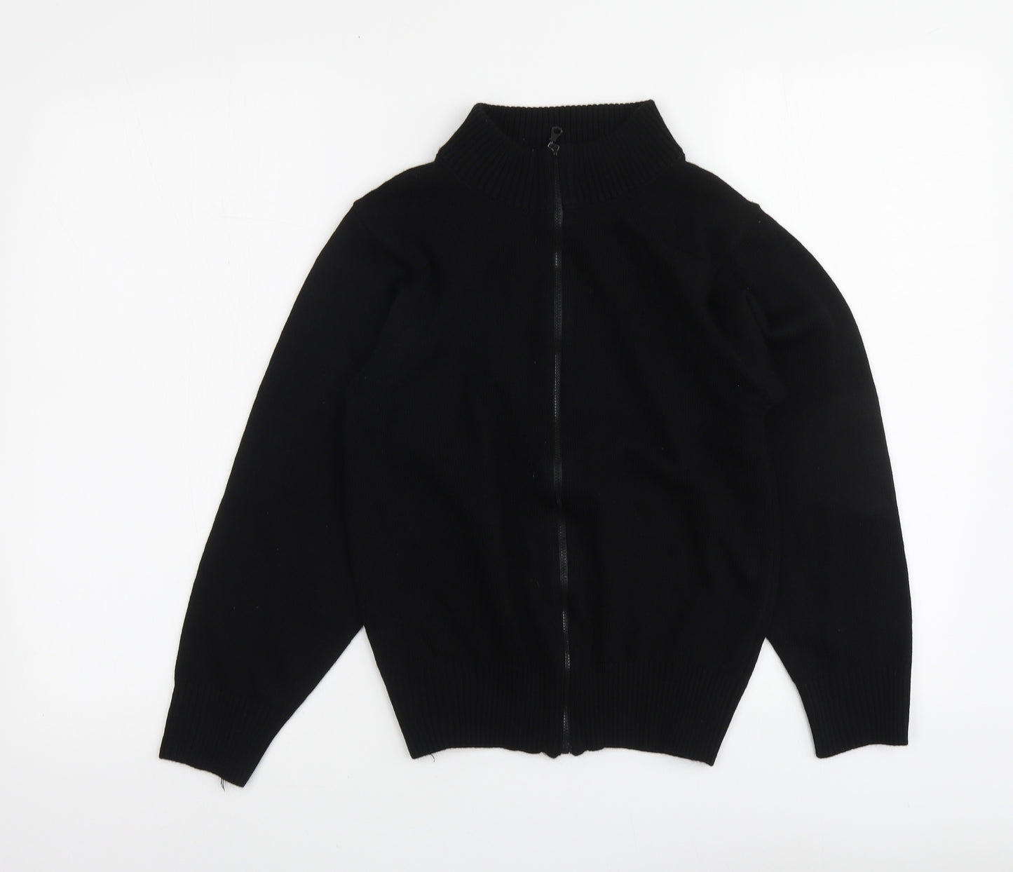 Ron Kay Womens Black High Neck Acrylic Full Zip Jumper Size 12