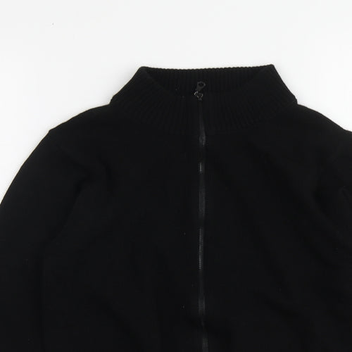 Ron Kay Womens Black High Neck Acrylic Full Zip Jumper Size 12