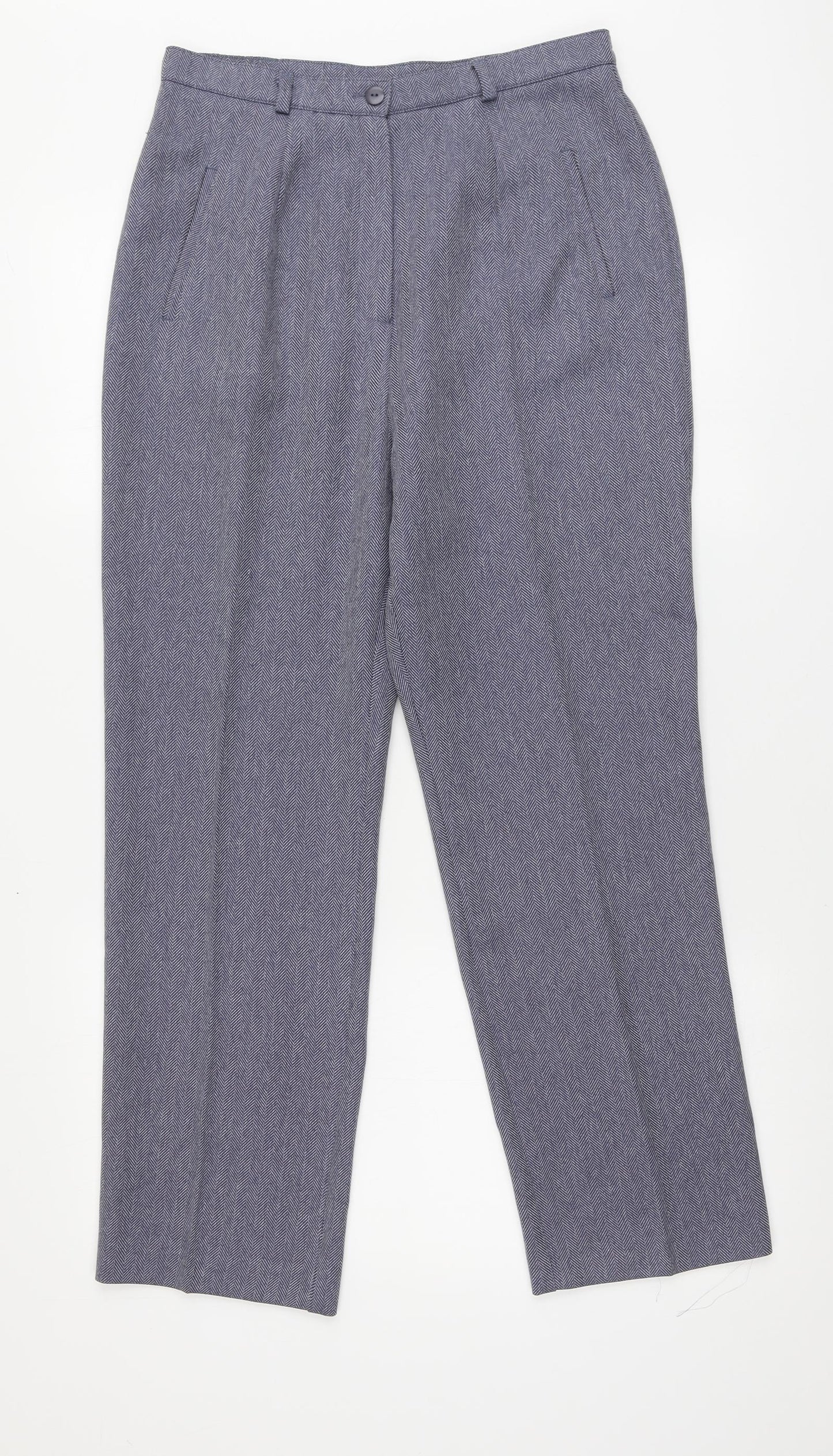 Berkertex Womens Blue Geometric Polyester Trousers Size 12 L26 in Regular