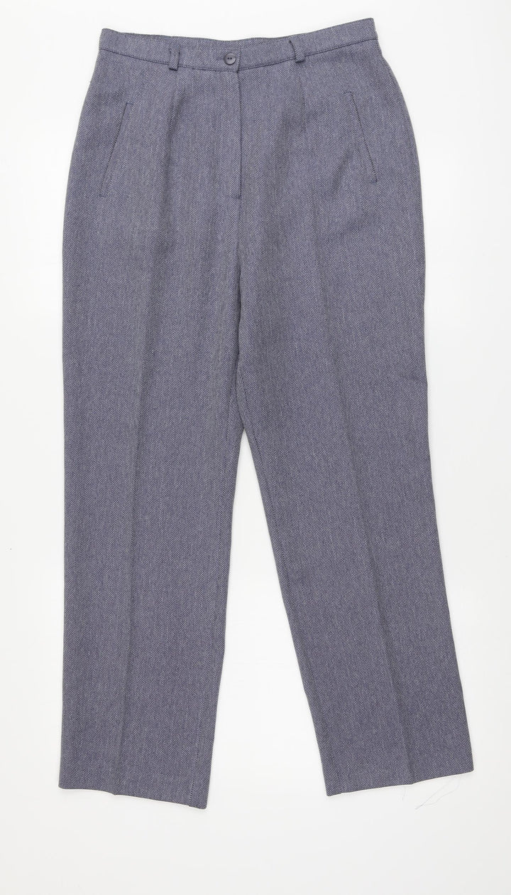Berkertex Womens Blue Geometric Polyester Trousers Size 12 L26 in Regular
