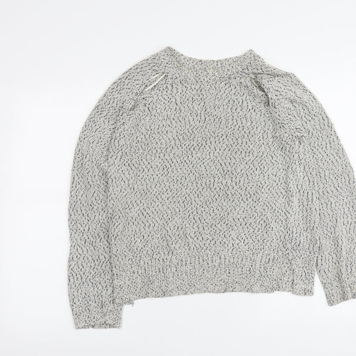 Light before Dark Womens Grey Round Neck Cotton Pullover Jumper Size XS