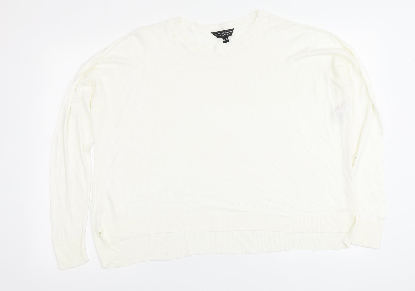 Dorothy Perkins Womens Ivory Round Neck Viscose Pullover Jumper Size 12