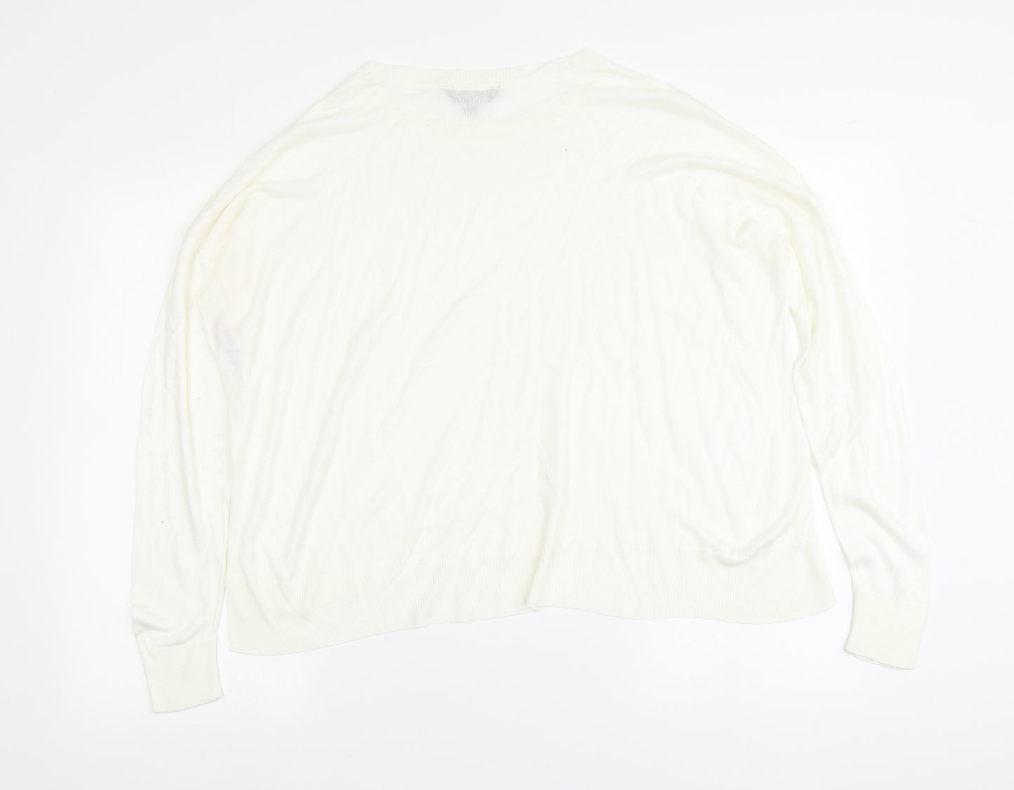 Dorothy Perkins Womens Ivory Round Neck Viscose Pullover Jumper Size 12
