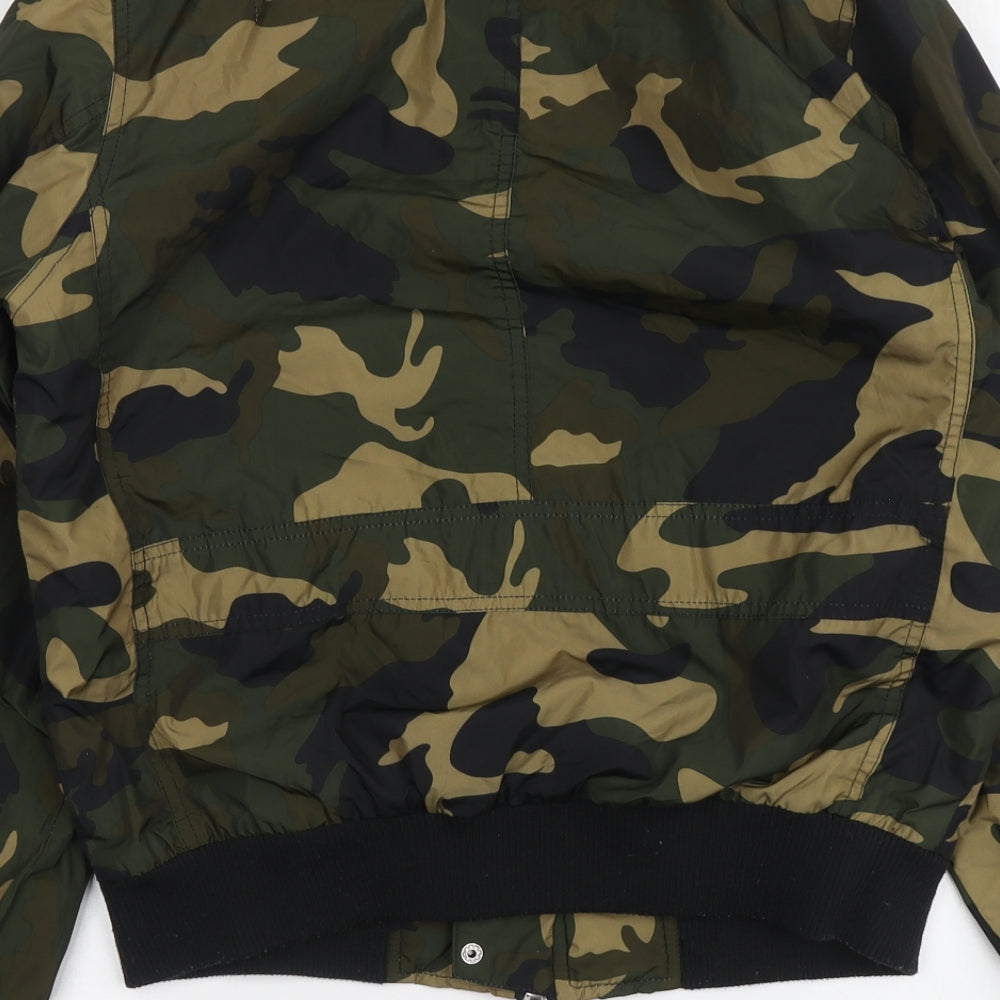 Topman Mens Green Camouflage Bomber Jacket Jacket Size S