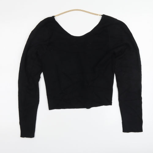 Brave Soul Womens Black Round Neck Acrylic Pullover Jumper Size L