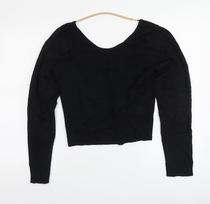 Brave Soul Womens Black Round Neck Acrylic Pullover Jumper Size L