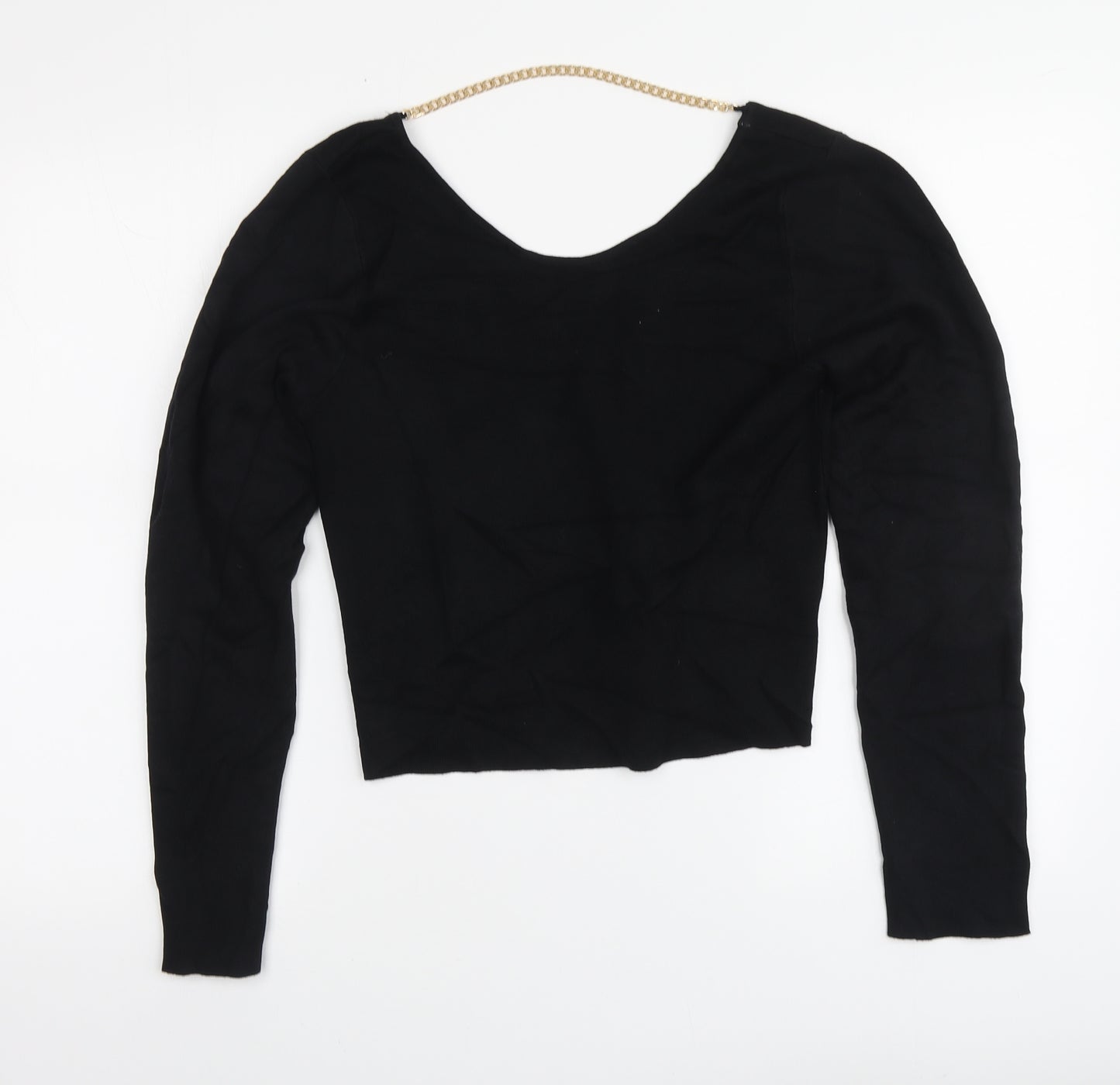 Brave Soul Womens Black Round Neck Acrylic Pullover Jumper Size L