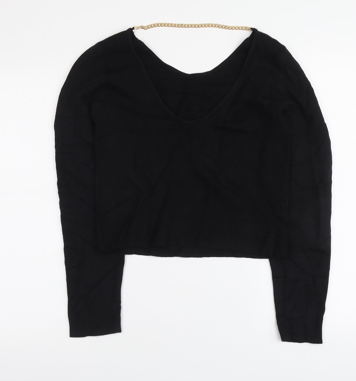 Brave Soul Womens Black Round Neck Acrylic Pullover Jumper Size L