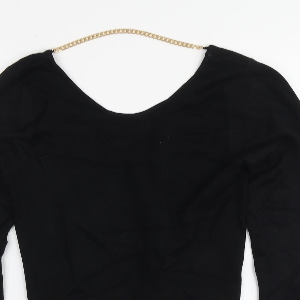 Brave Soul Womens Black Round Neck Acrylic Pullover Jumper Size L