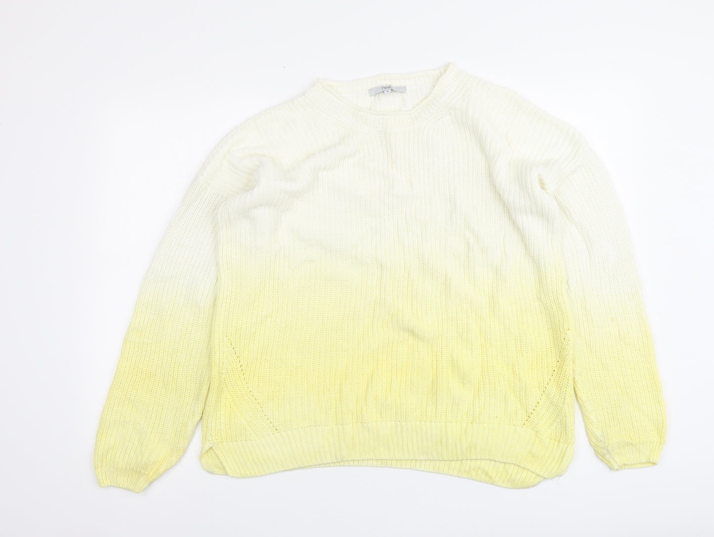 NEXT Womens Yellow Round Neck Cotton Pullover Jumper Size M