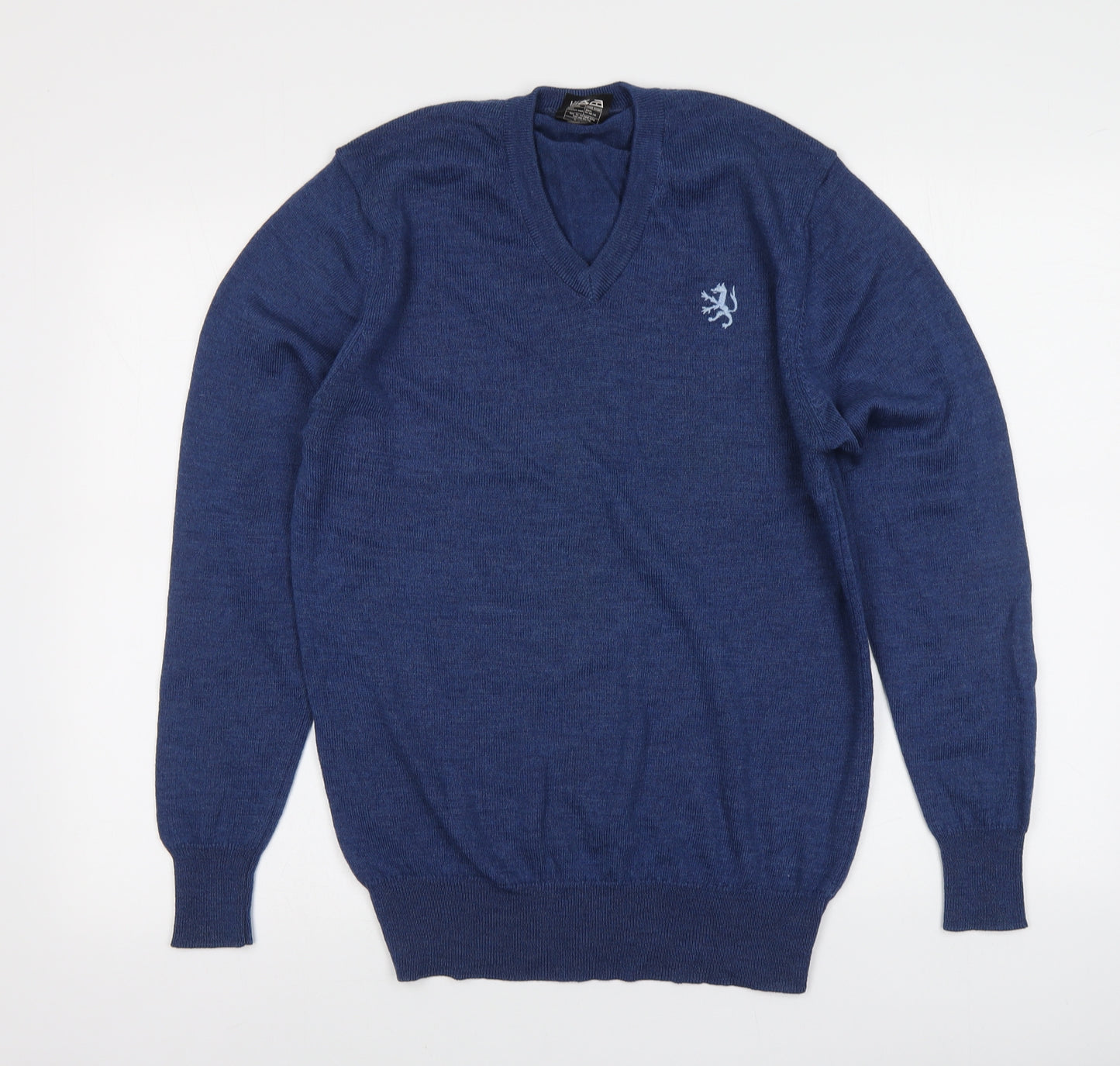 Keynote Mens Blue V-Neck Wool Pullover Jumper Size M