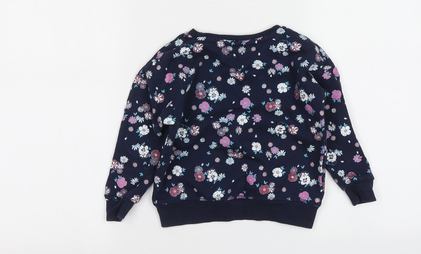 Primark Girls Blue Floral Cotton Pullover Sweatshirt Size 3-4 Years