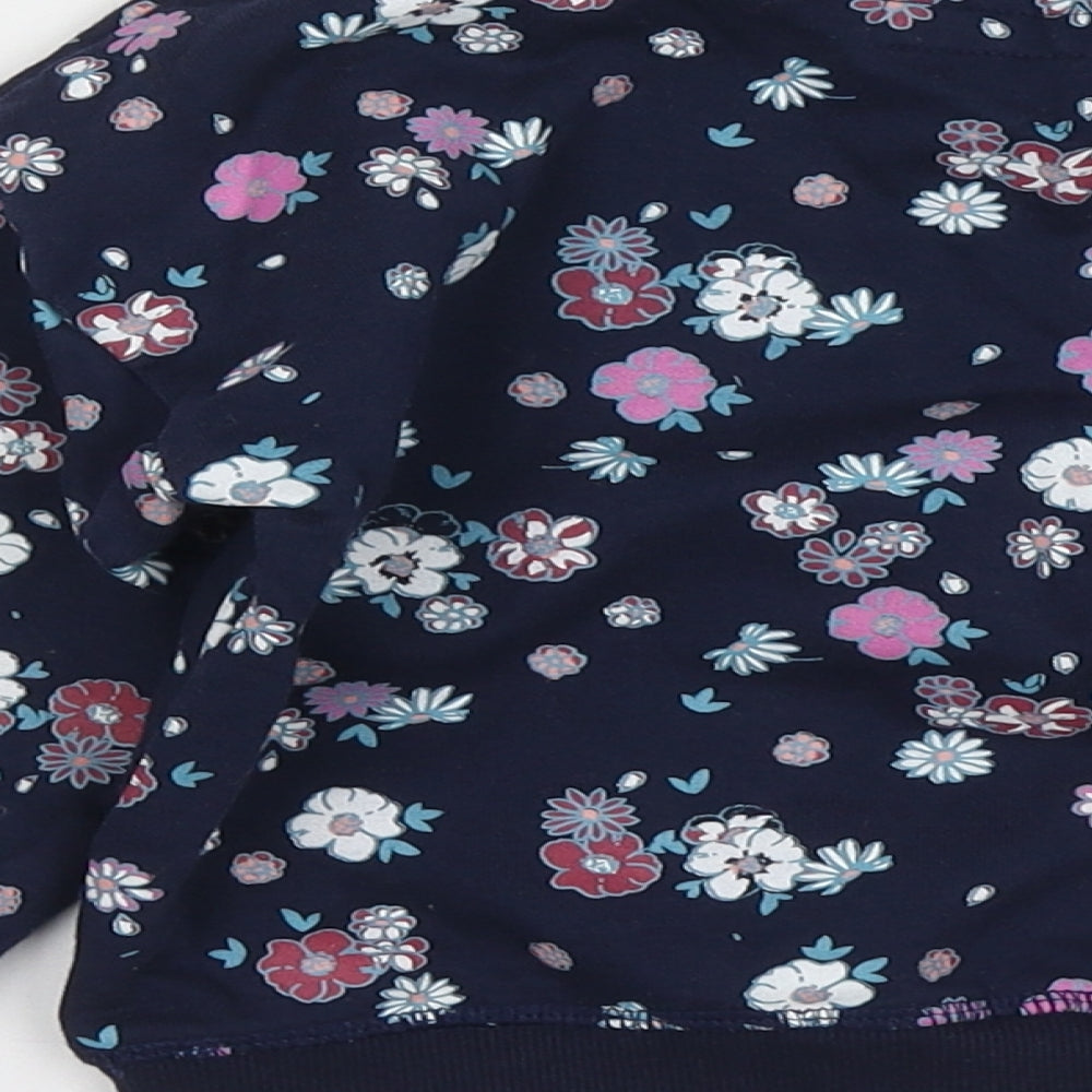 Primark Girls Blue Floral Cotton Pullover Sweatshirt Size 3-4 Years