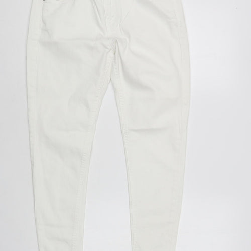 Dorothy Perkins Womens White Cotton Skinny Jeans Size 10 L28 in Regular Button