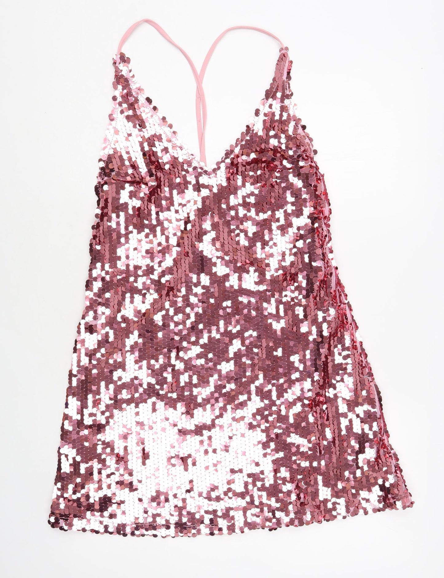 In the Style Womens Pink Polyester Slip Dress Size 10 V-Neck Pullover