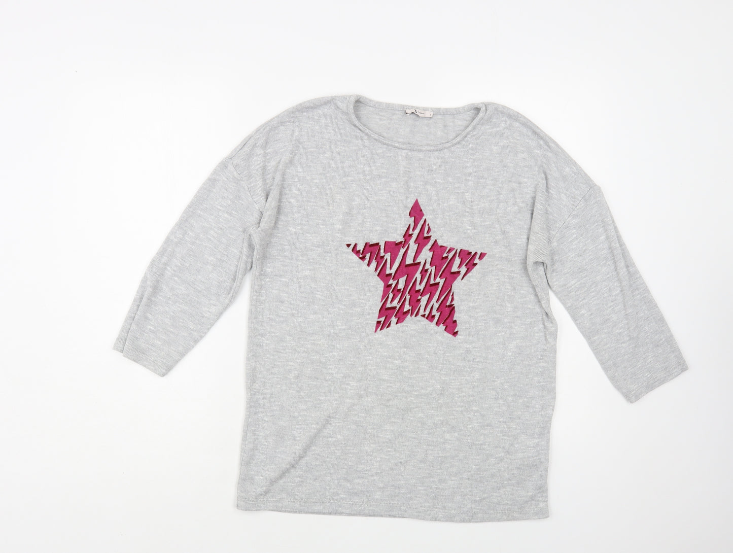 TU Womens Grey Crew Neck Polyester Pullover Jumper Size 8 - Star