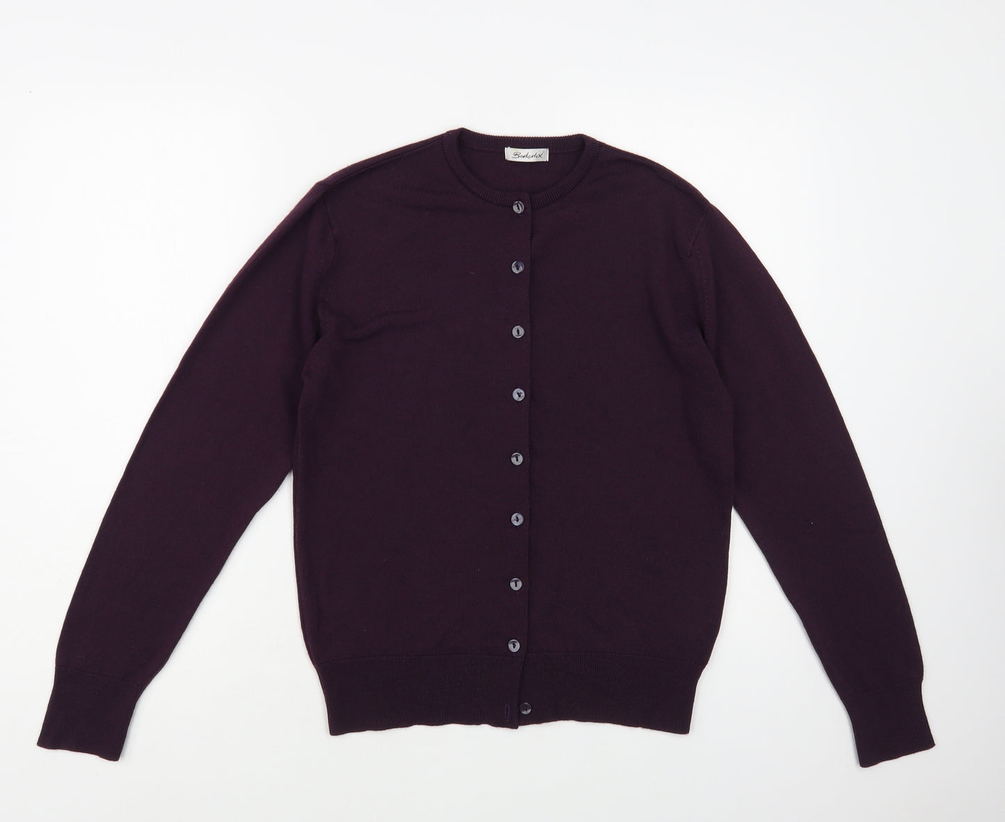 Berkertex Womens Purple Crew Neck Acrylic Cardigan Jumper Size 12