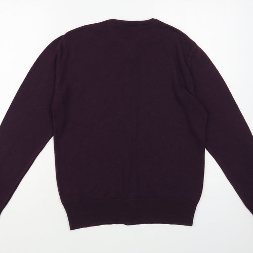 Berkertex Womens Purple Crew Neck Acrylic Cardigan Jumper Size 12