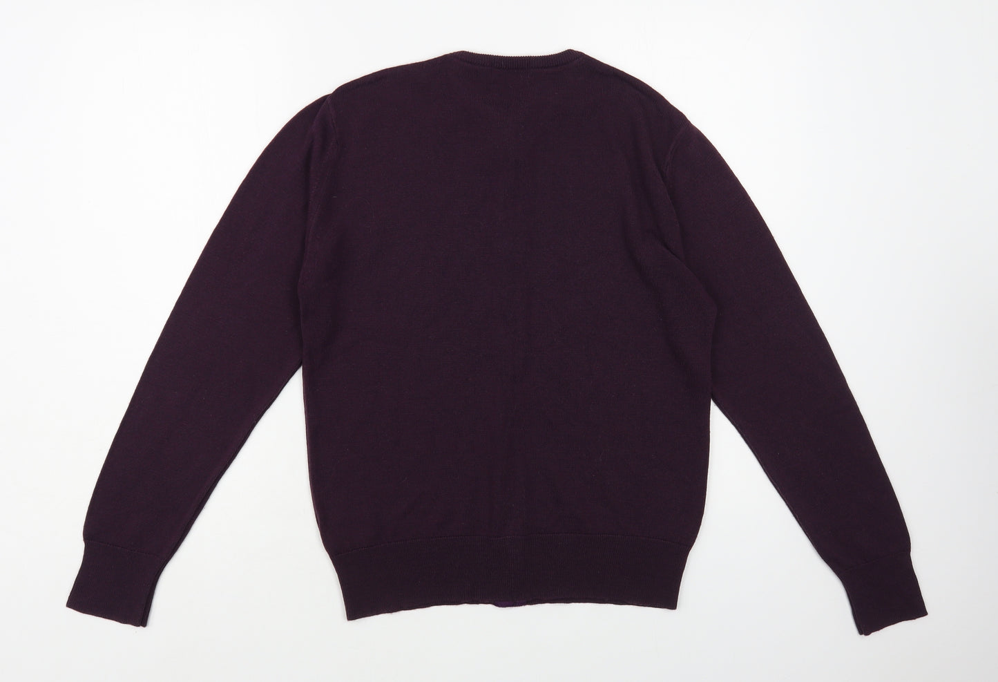 Berkertex Womens Purple Crew Neck Acrylic Cardigan Jumper Size 12