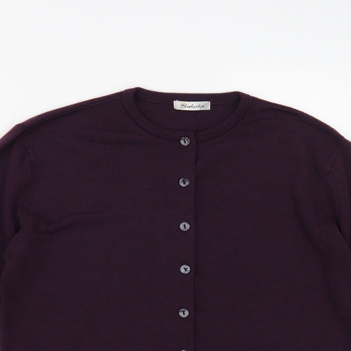 Berkertex Womens Purple Crew Neck Acrylic Cardigan Jumper Size 12