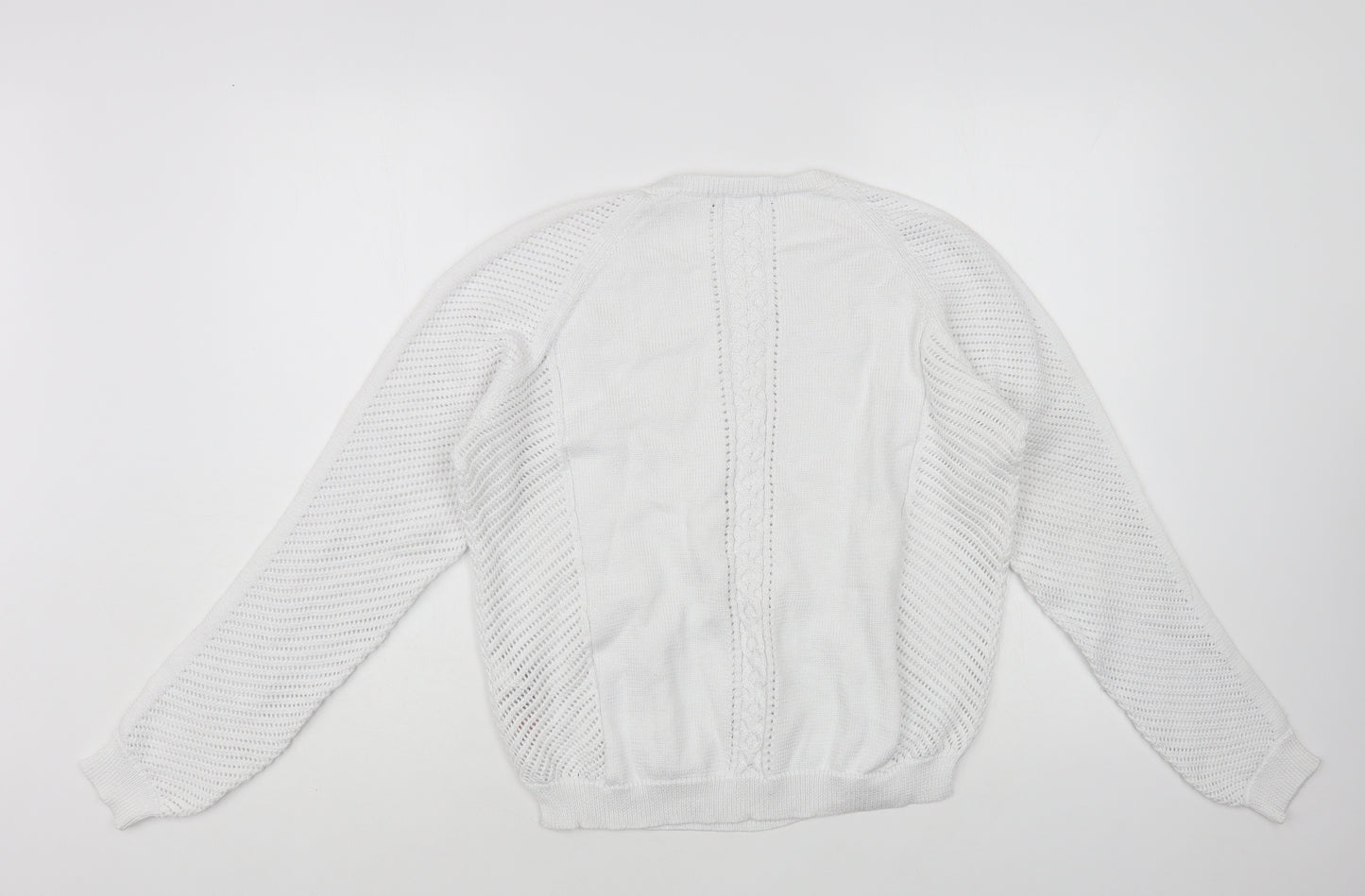 Marks and Spencer Womens White Crew Neck Cotton Pullover Jumper Size 16