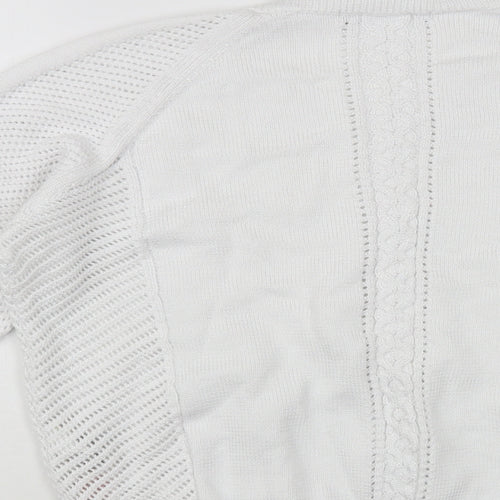 Marks and Spencer Womens White Crew Neck Cotton Pullover Jumper Size 16