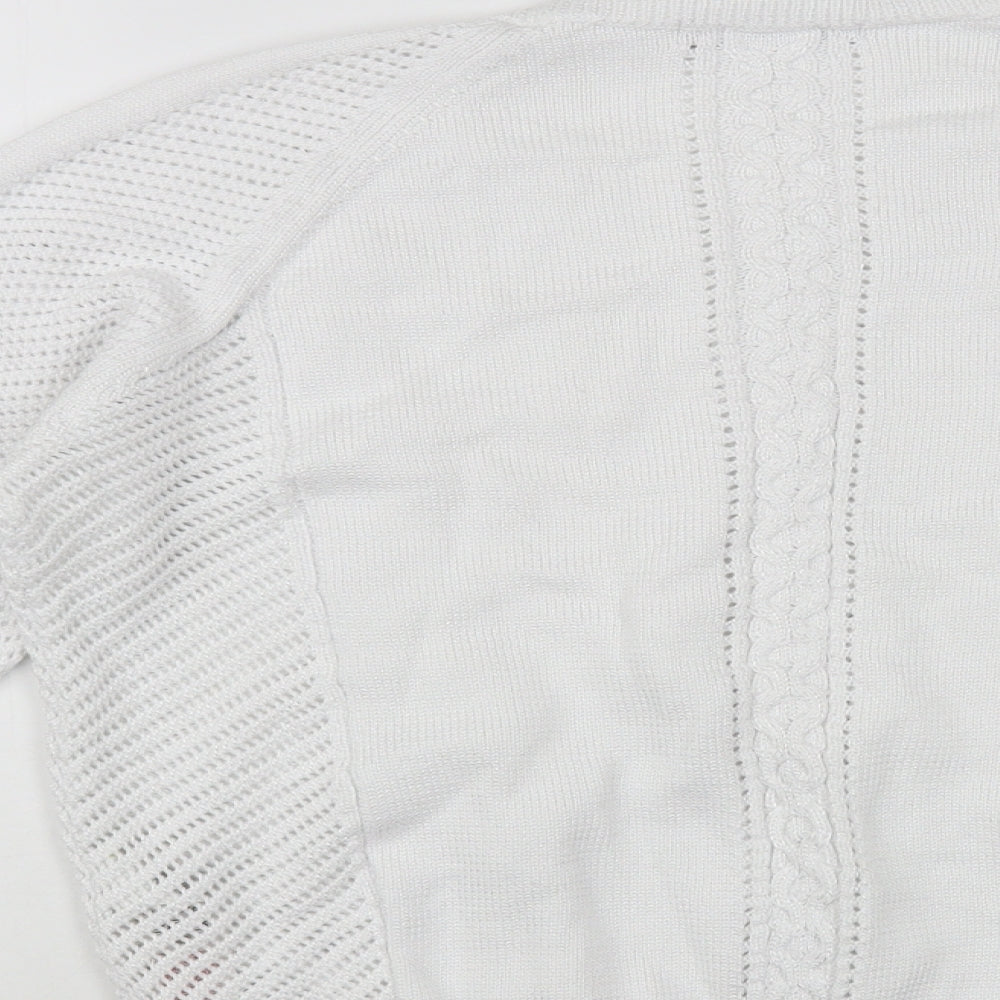 Marks and Spencer Womens White Crew Neck Cotton Pullover Jumper Size 16