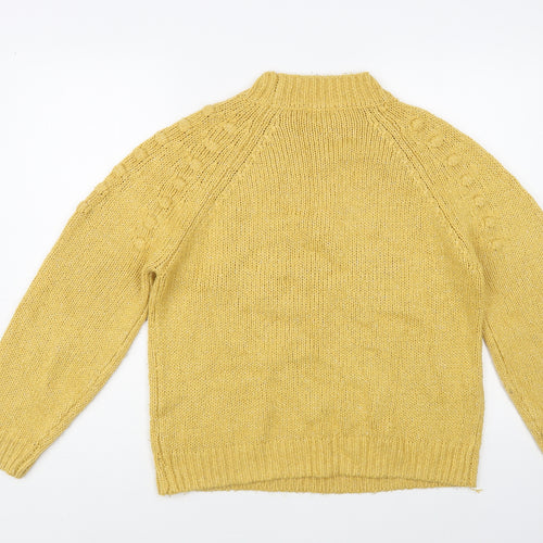 TU Womens Yellow Mock Neck Acrylic Pullover Jumper Size 14