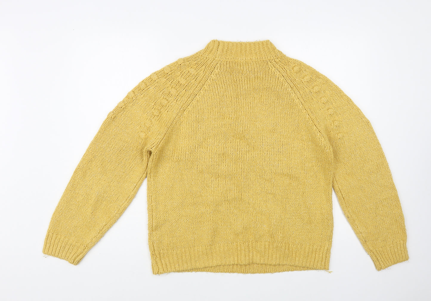 TU Womens Yellow Mock Neck Acrylic Pullover Jumper Size 14