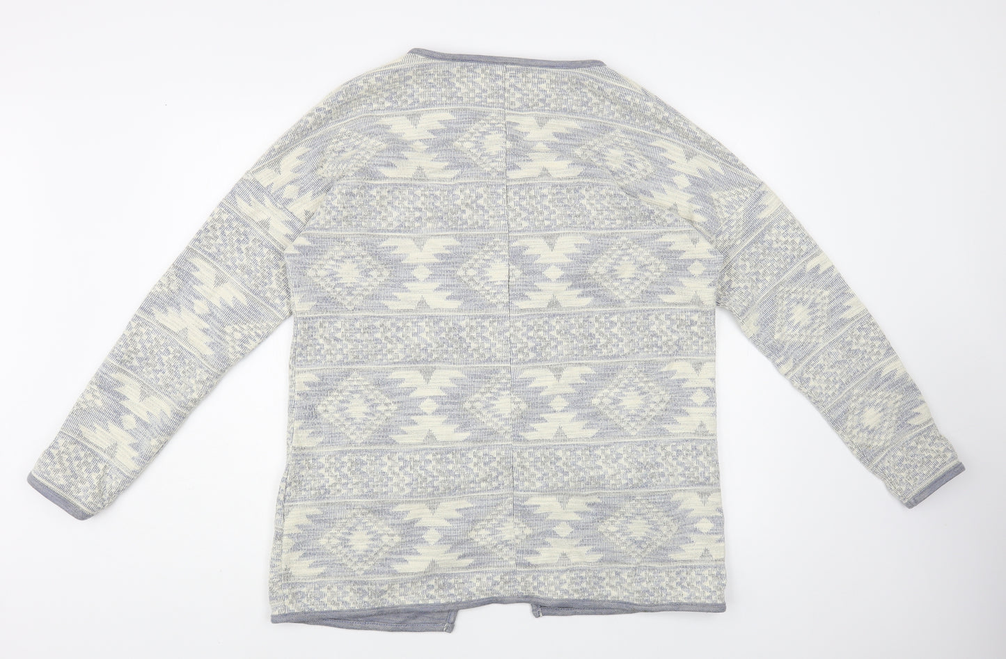 NEXT Womens Ivory V-Neck Geometric Cotton Cardigan Jumper Size 14