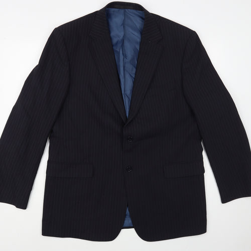Marks and Spencer Mens Blue Striped Polyester Jacket Blazer Size 44