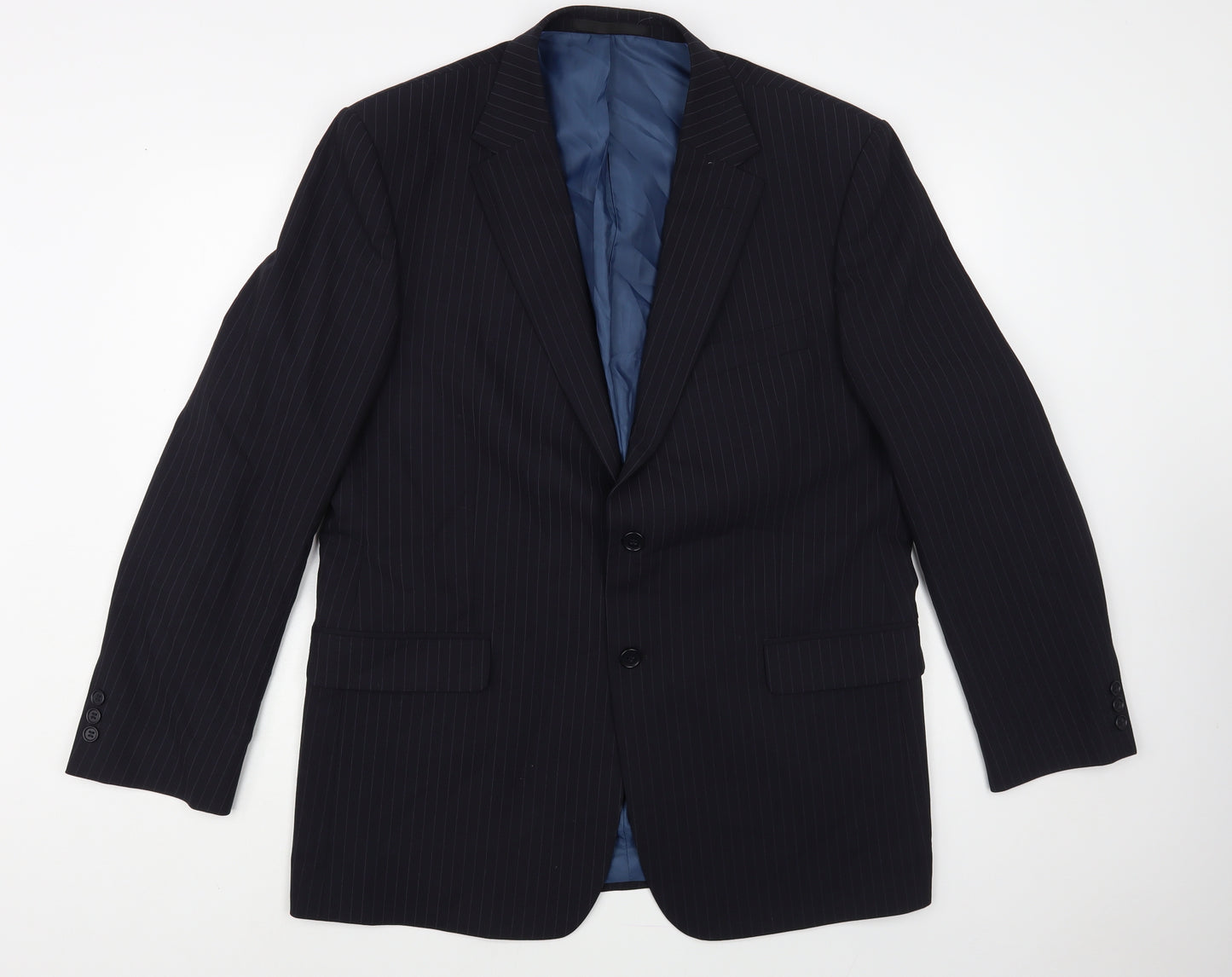 Marks and Spencer Mens Blue Striped Polyester Jacket Blazer Size 44