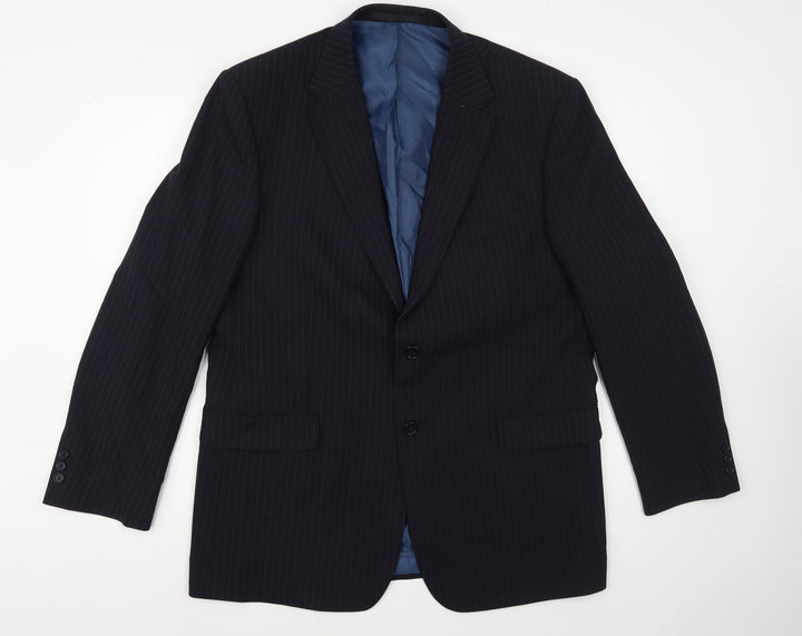 Marks and Spencer Mens Blue Striped Polyester Jacket Blazer Size 44