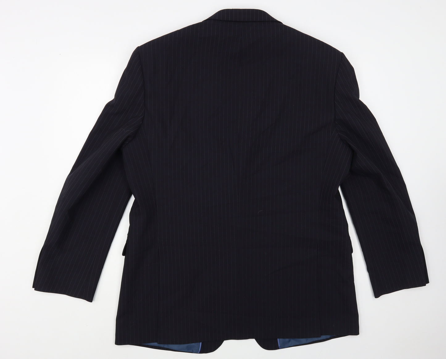 Marks and Spencer Mens Blue Striped Polyester Jacket Blazer Size 44