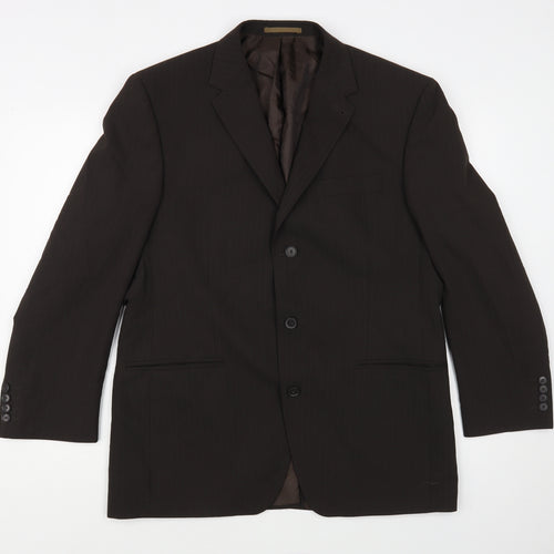 NEXT Mens Brown Striped Polyester Jacket Blazer Size 42