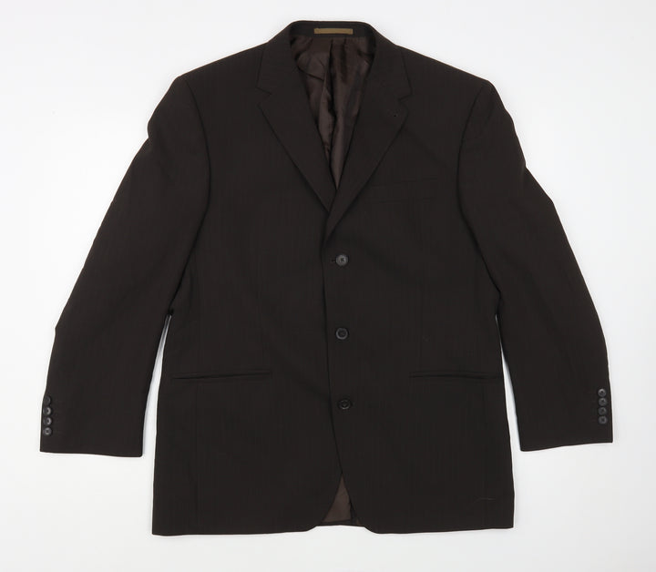 NEXT Mens Brown Striped Polyester Jacket Blazer Size 42