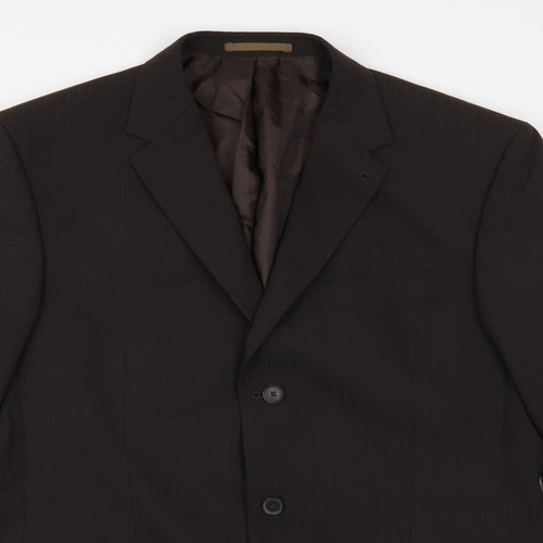 NEXT Mens Brown Striped Polyester Jacket Blazer Size 42