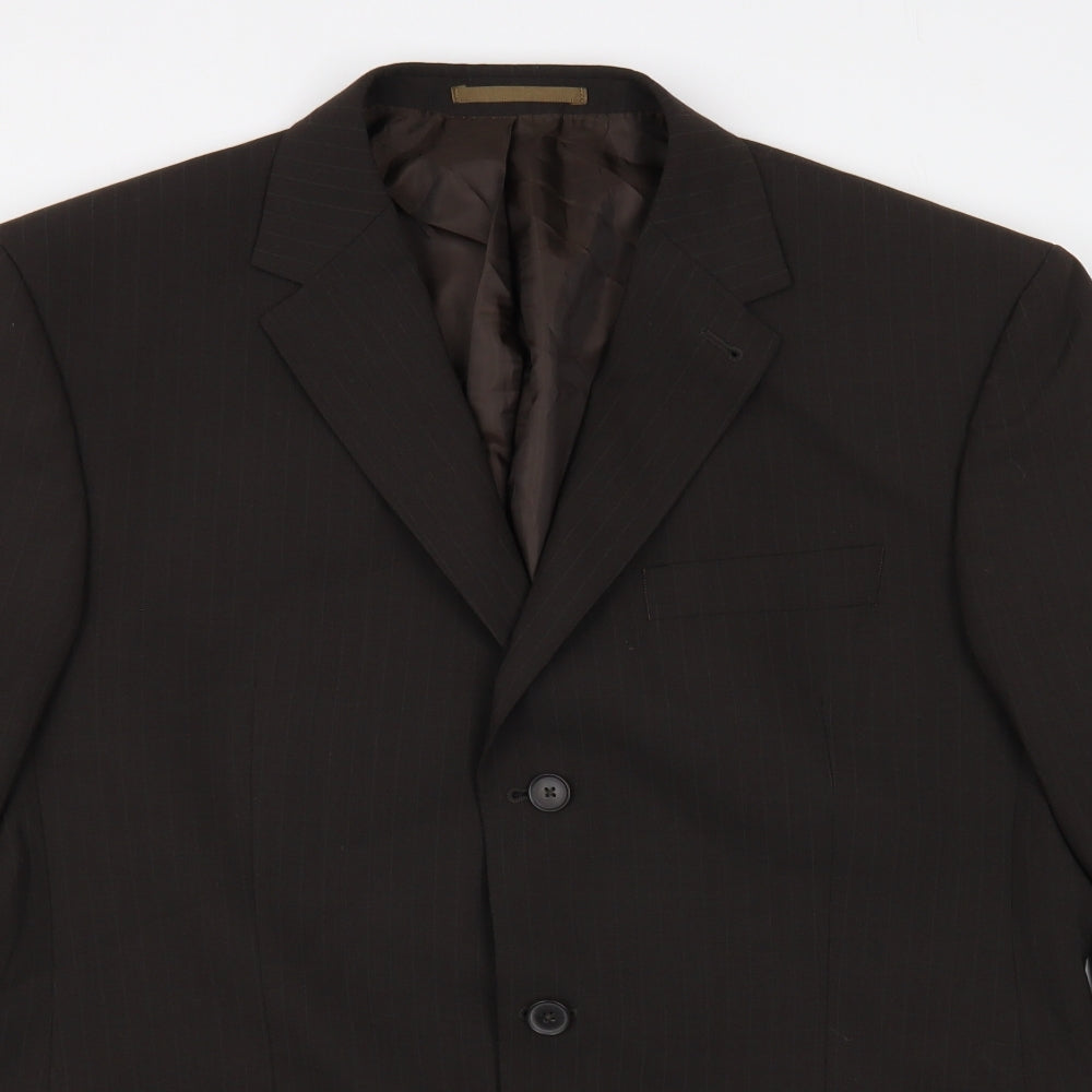 NEXT Mens Brown Striped Polyester Jacket Blazer Size 42